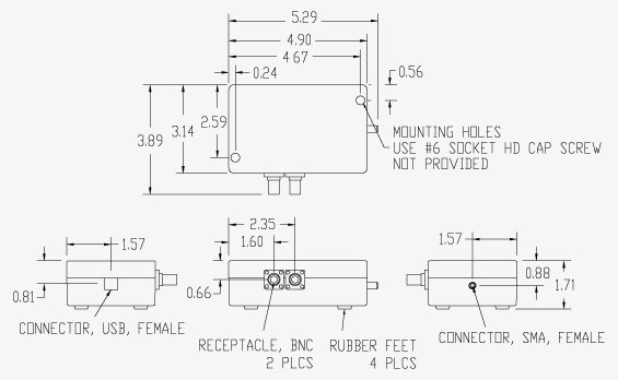 Vaunix LMS-802 Digital Signal Generator Mechanical Drawing