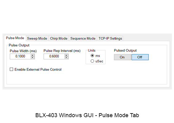 BLX 403 Windows GUI Pulse Mode Tab