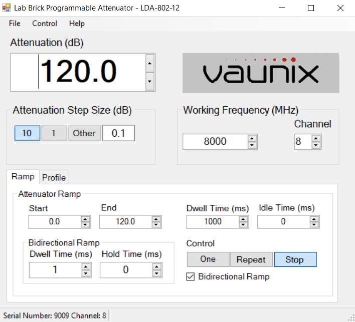 Vaunix LDA-802-12 Windows GUI