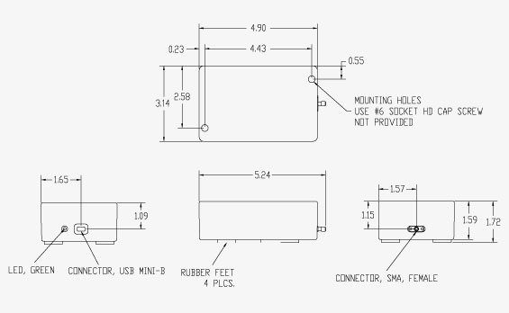 Vaunix LSG-152-20 Digital Signal Generator Mechanical Drawing